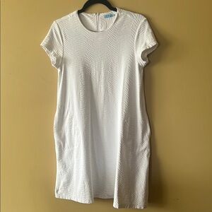 J. McLaughlin White Short Sleeve Crew Neck Mini Dress